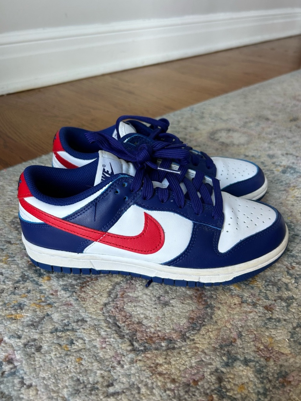 Nike Women’s Dunk Low Sneakers - White/Red/Blue